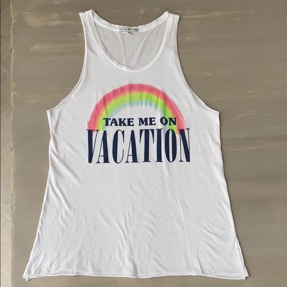 Junk Food Vacation Rainbow Glitter Tank Top